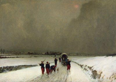 Los rezagados, efecto de nieve, 1870 de Augustin Pierre Chenu